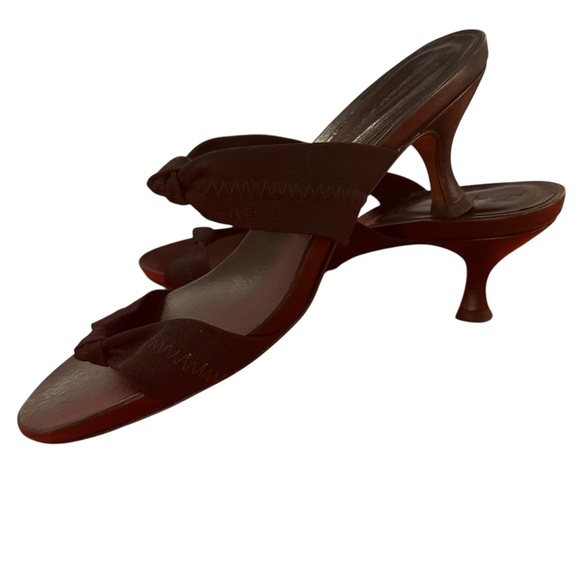 VTG Donald J. Pliner Black Double Nylon Stretch Knot Strap Kitten Heel Sandal - Picture 7 of 16